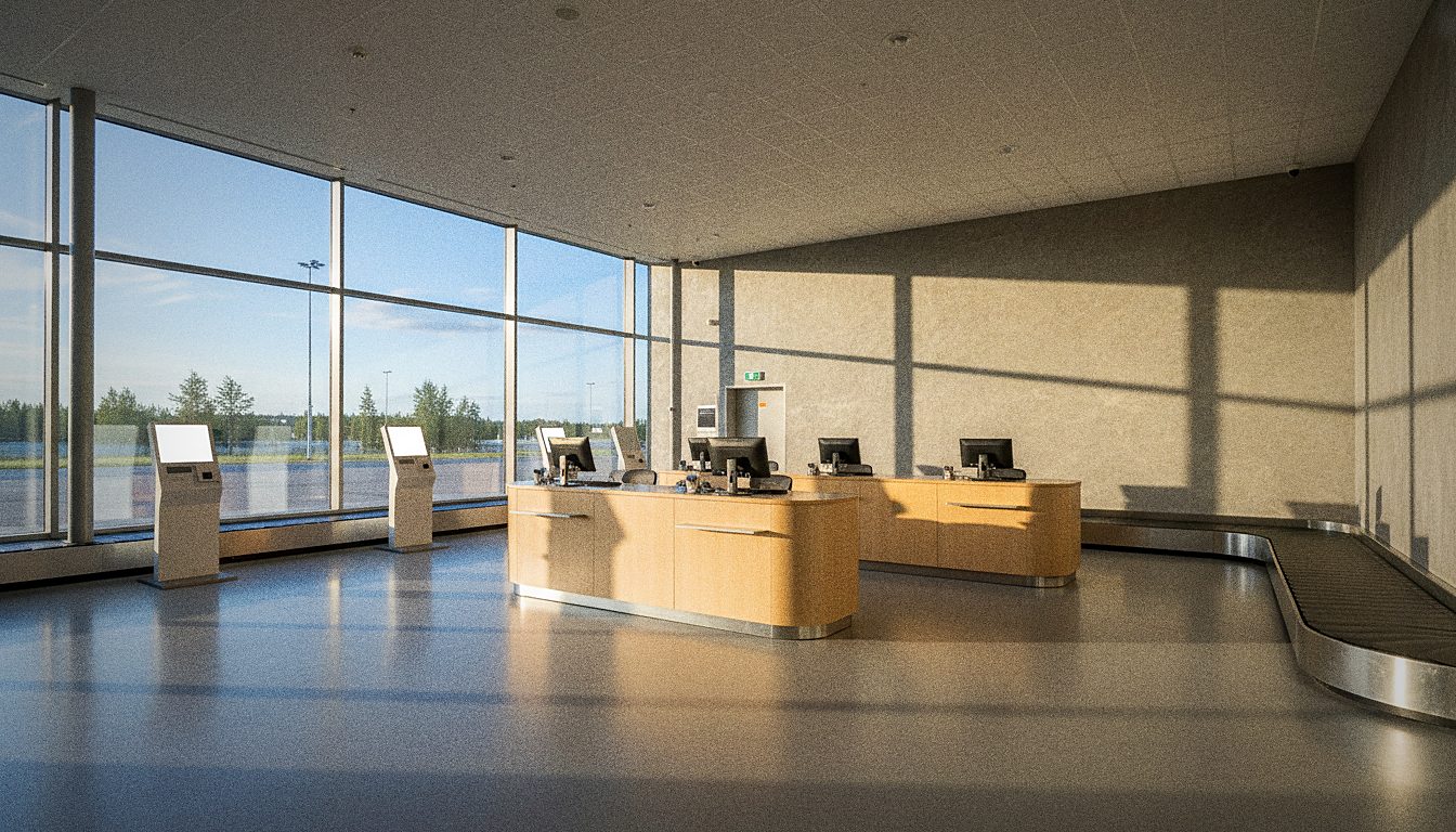 Comptoir de location de voitures dans le hall d'arrivée de l'aéroport de Rovaniemi